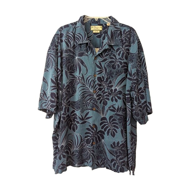 Pusser's Island Reserve Other - Pusser's Island Reserve Men SS Silk Camp Shirt Tropical Teal Blues Tiny Flaw